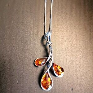 Sterling silver and Baltic amber necklace